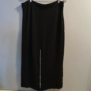 Long Black Rhinestone Zipper Slit Pencil Skirt Size M